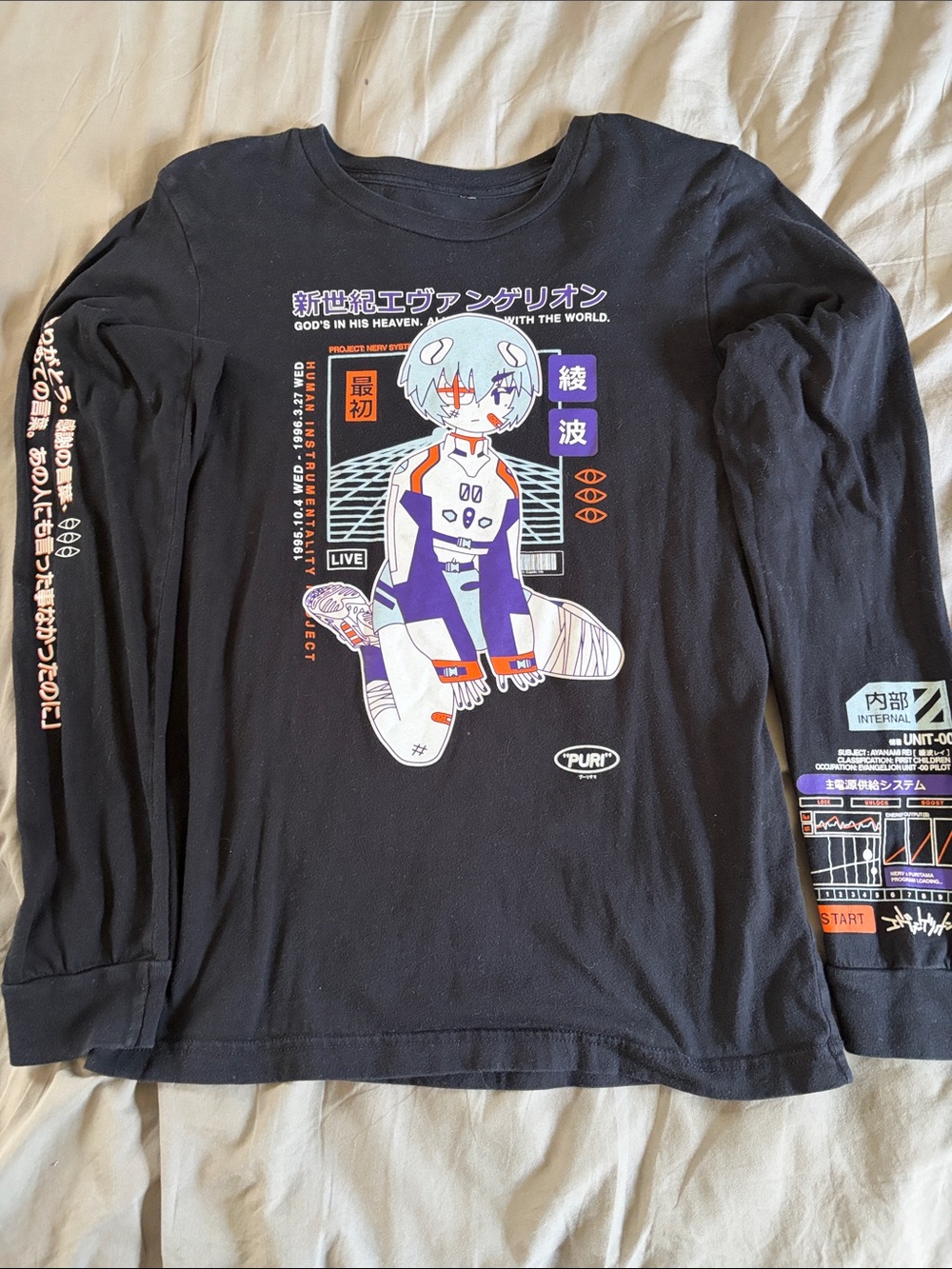 Neon Genesis Evangelion - Black Long Sleeve Tee